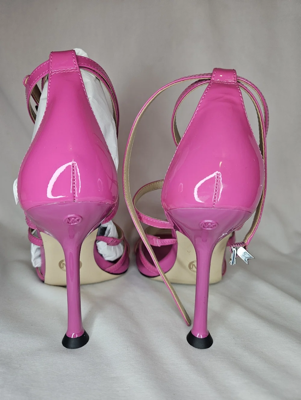 Michael Michael Kors Imani Fuxia Hot Pink Fuschia Strappy Square Toe Heel NIB - Picture 5 of 8